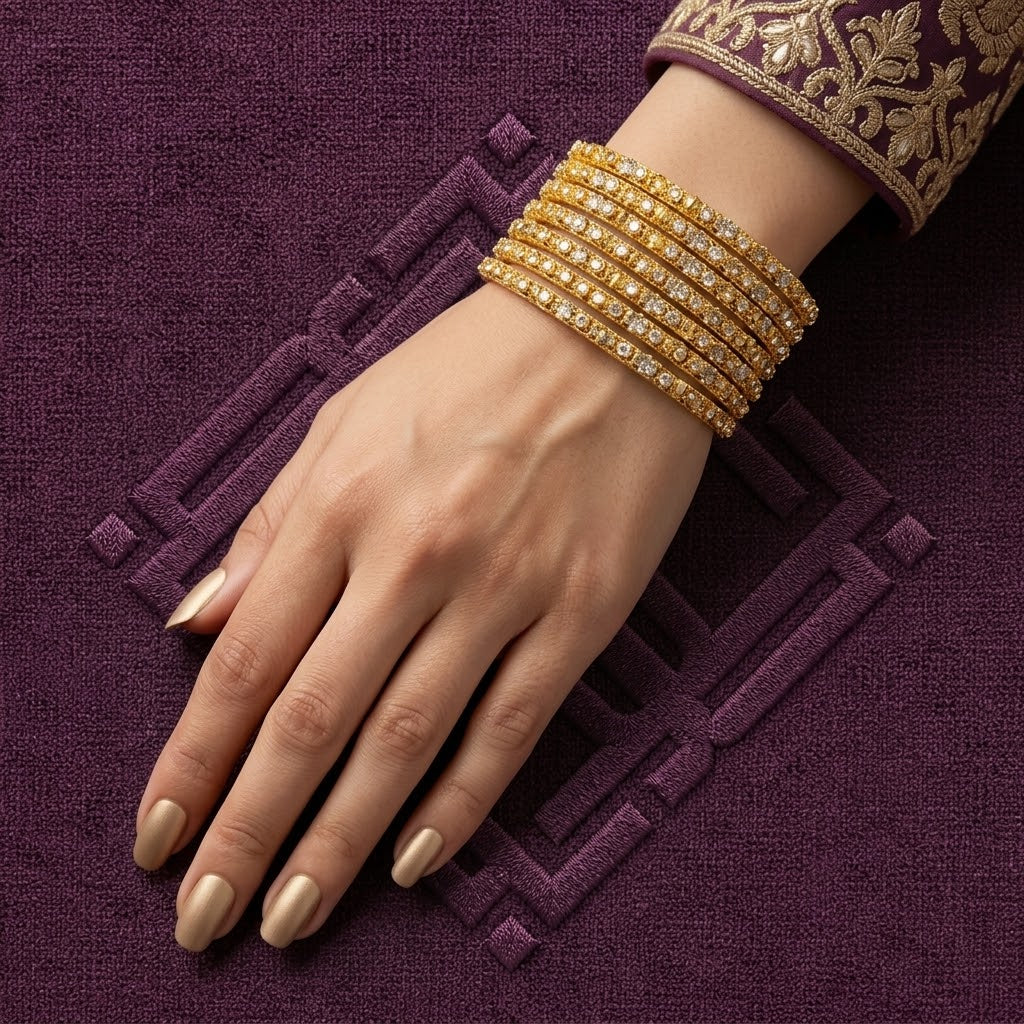 Gold-Tone Crystal Bangle Set