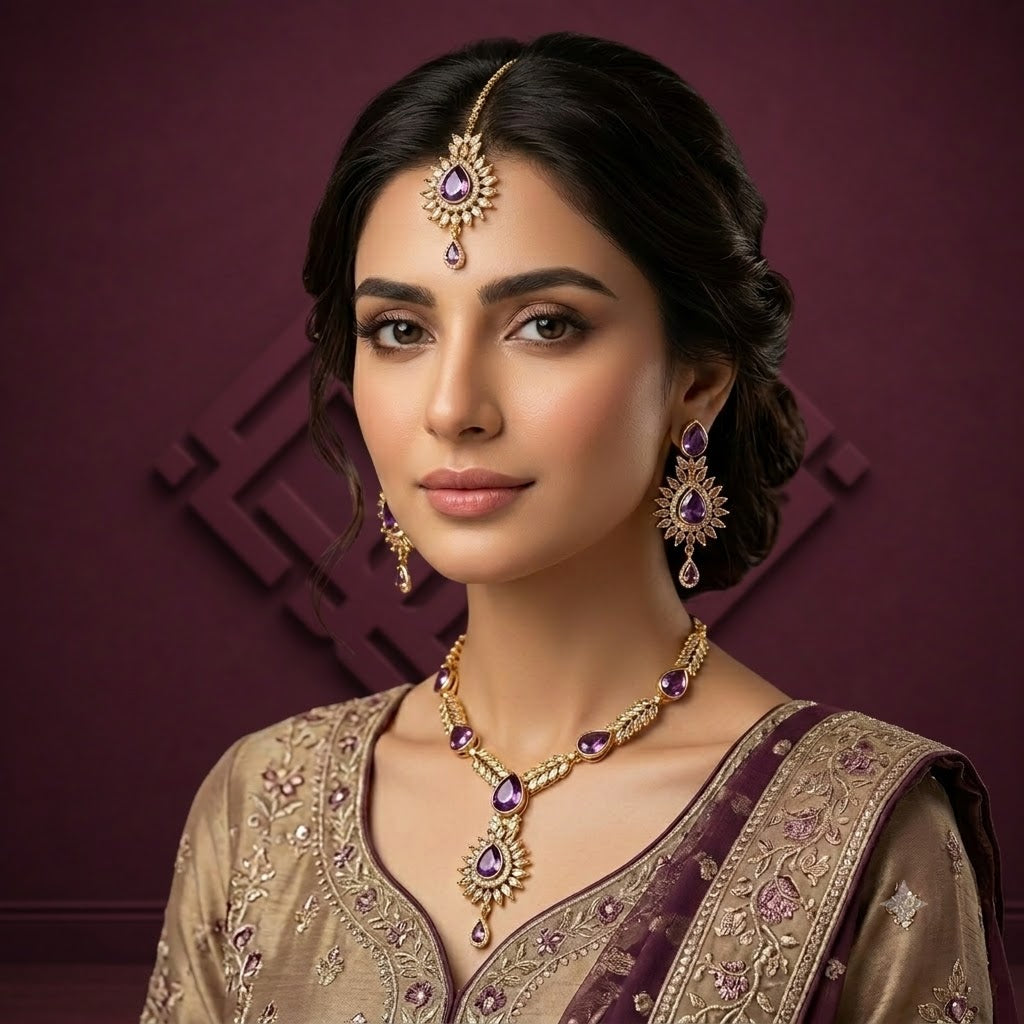 Stunning Purple Stone Jewellery Set