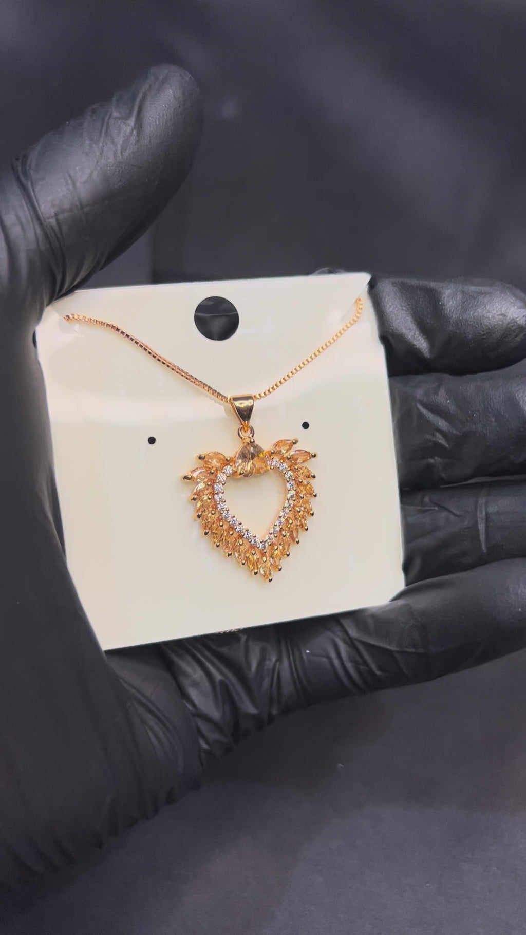 Golden Sunburst Heart Zirconia Pendant