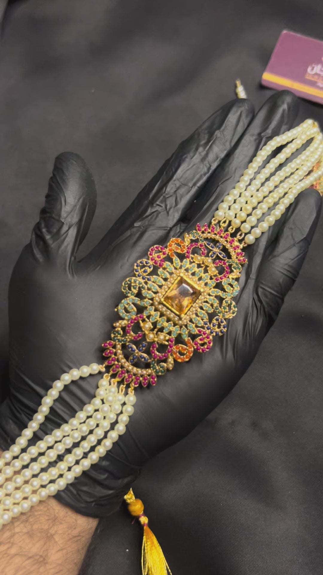 Ruby Kundan Pearl Necklace Set