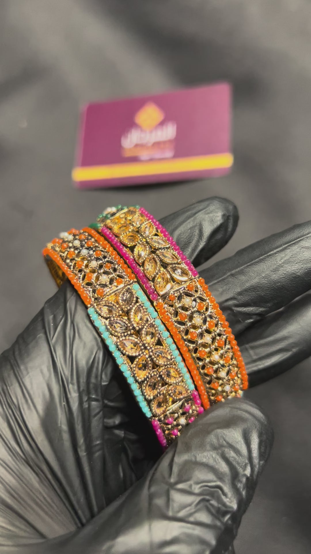 Colorful Floral Kundan Bangle Set