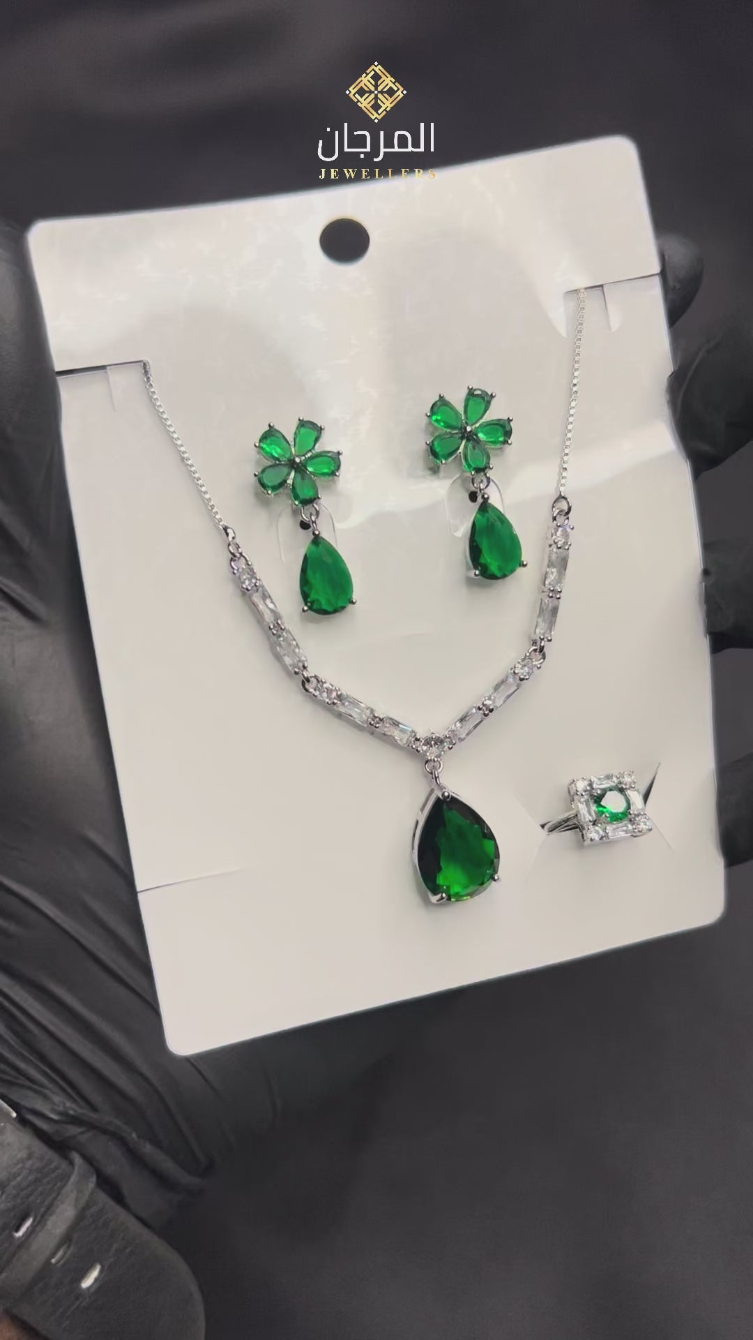 Emerald Grace Zirconia Jewellery Set – 3 Piece