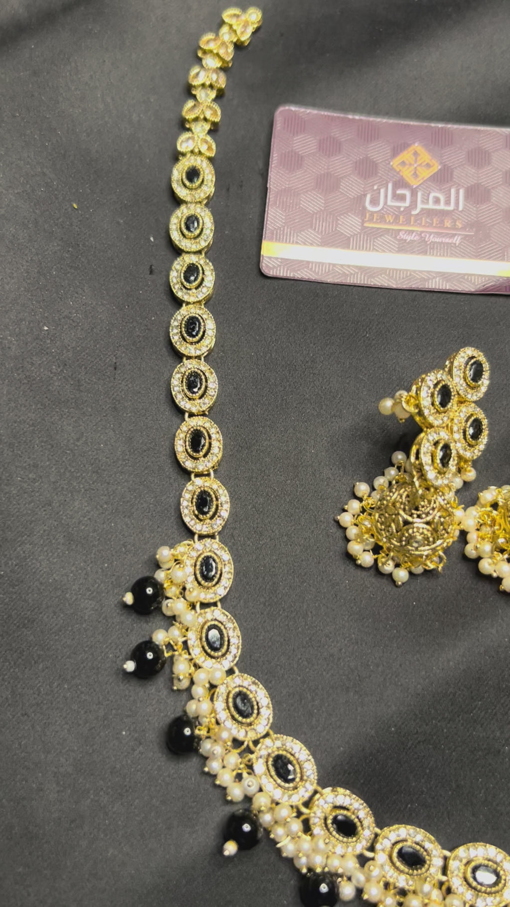 Golden Black Pearl Mala Set