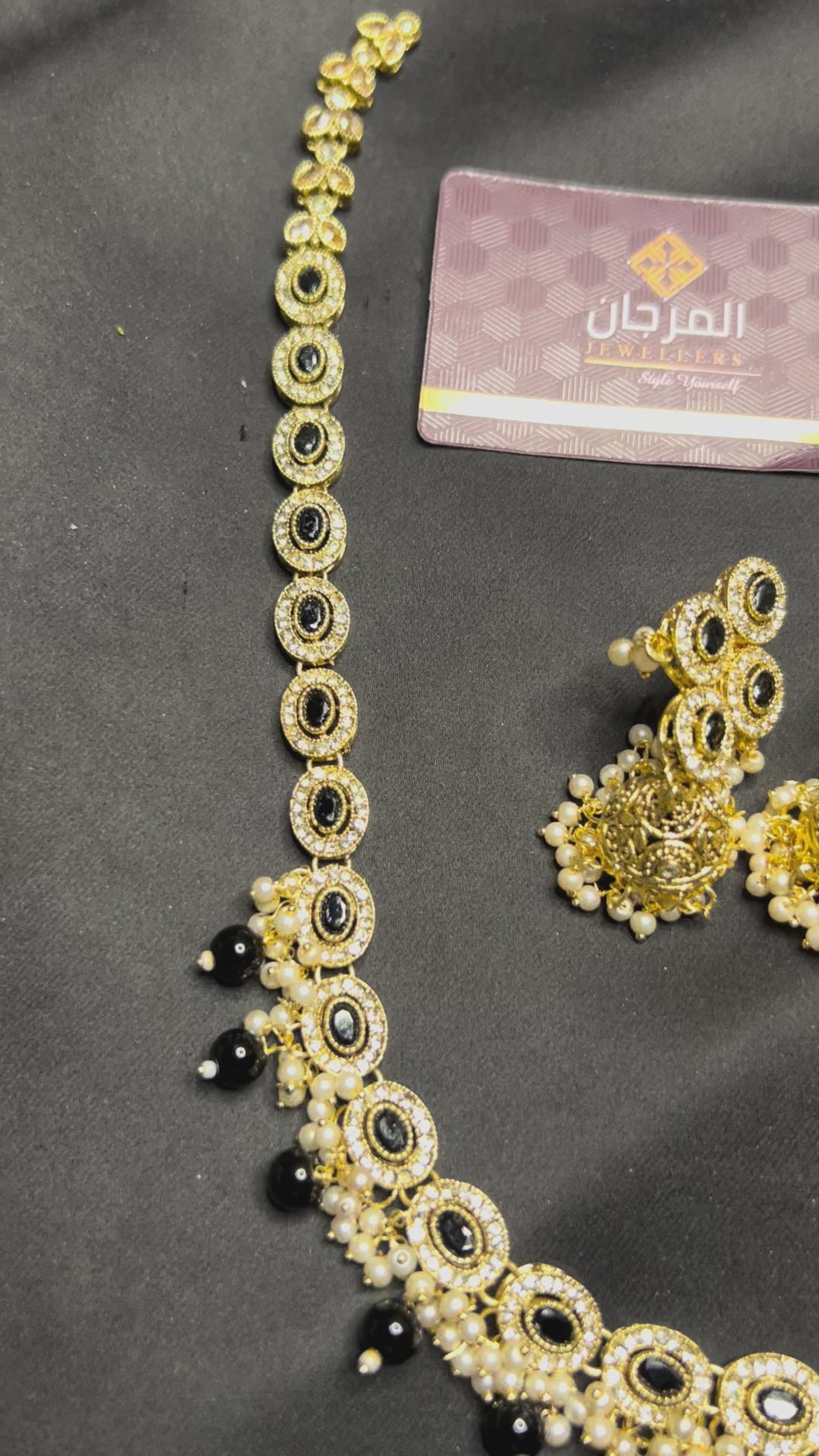 Golden Black Pearl Mala Set