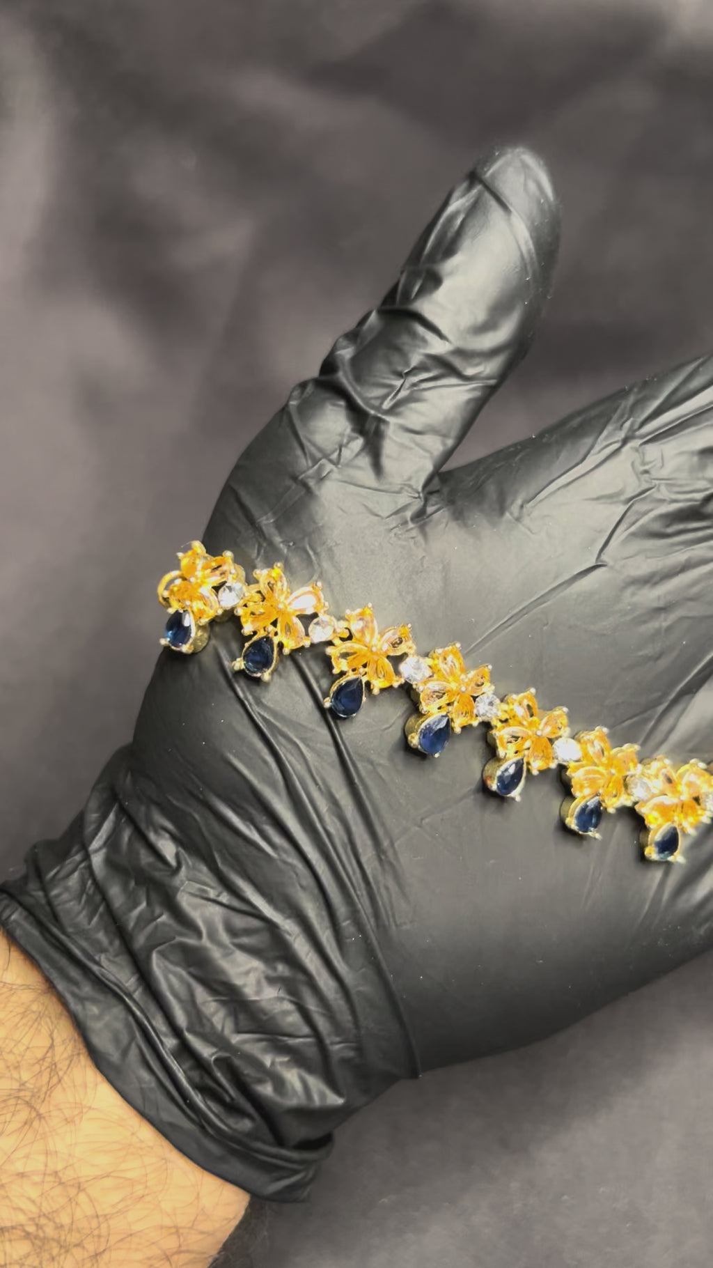 Blue & Gold Floral Necklace Set