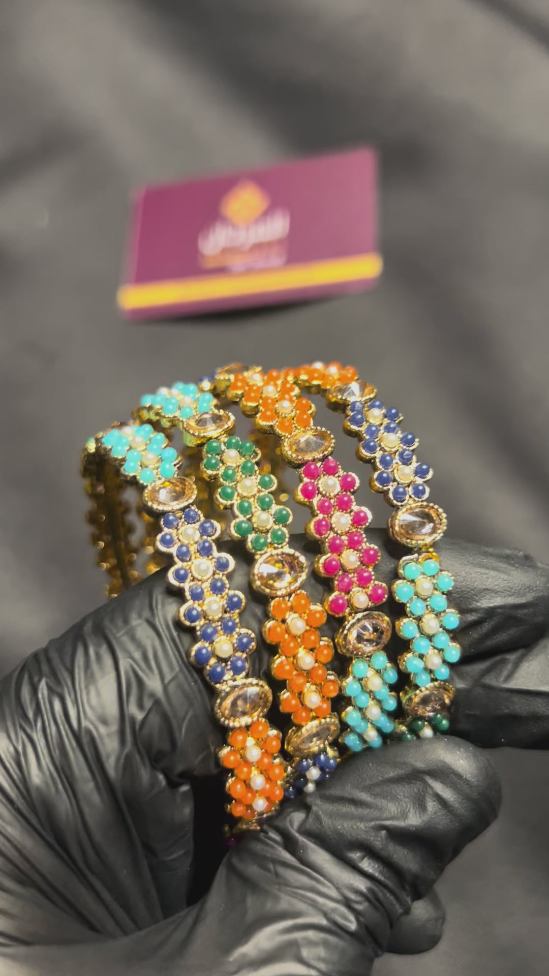 Multicolor Kundan & Beaded Bangle Set