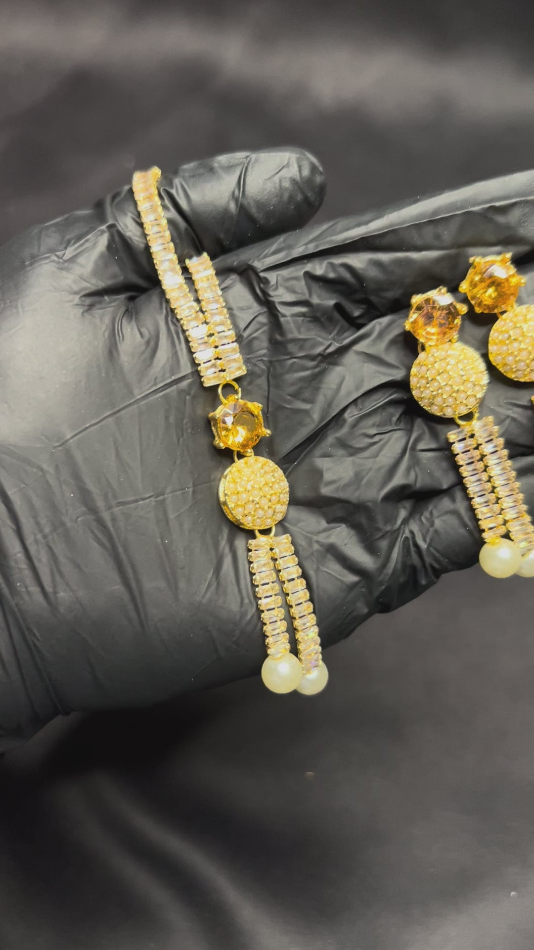 Golden Pearl Statement Necklace Set