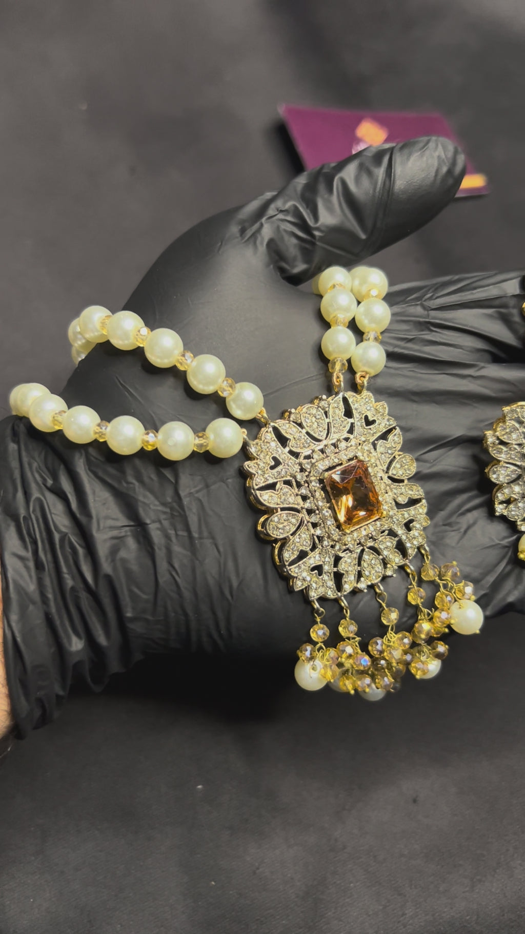 Golden Black Pearl Mala Set
