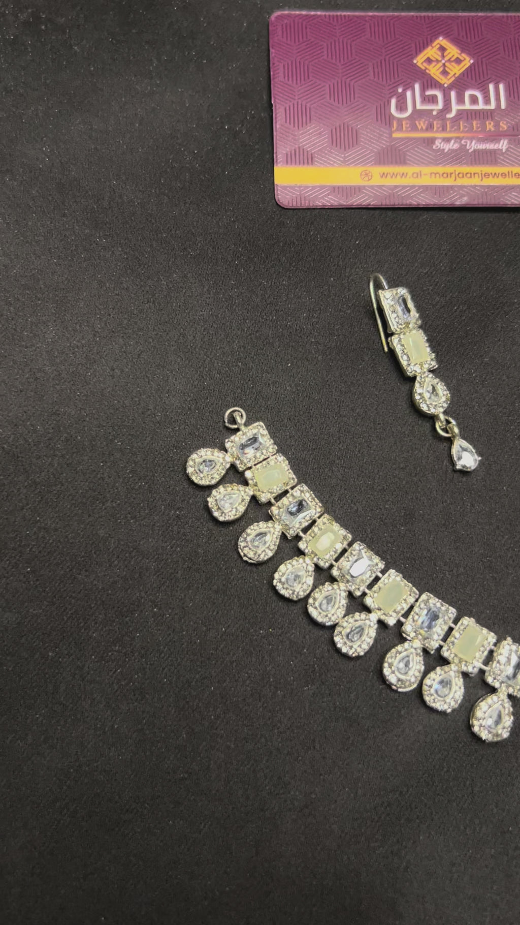 Silver Crystal Statement Necklace Set