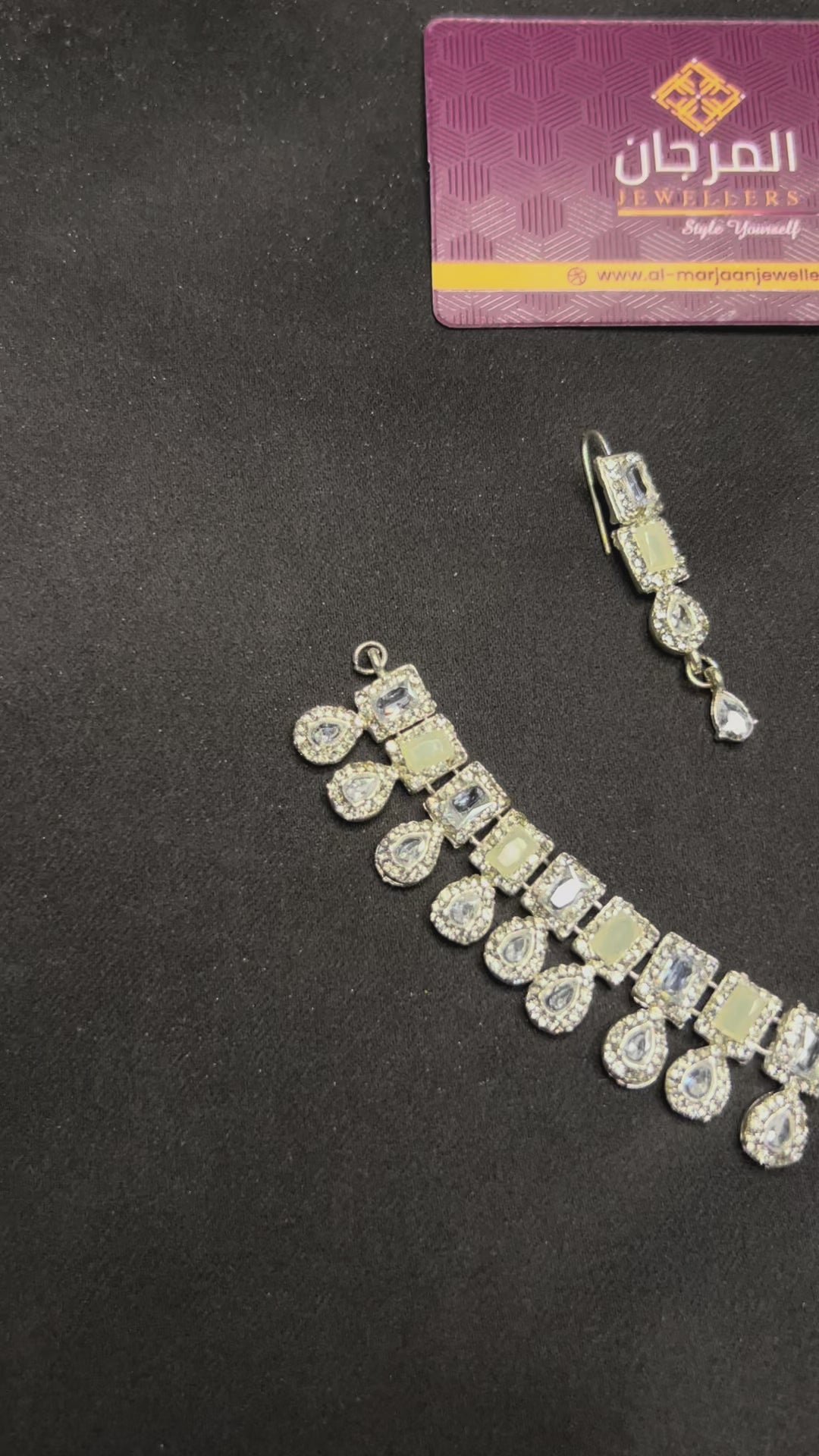 Silver Crystal Statement Necklace Set