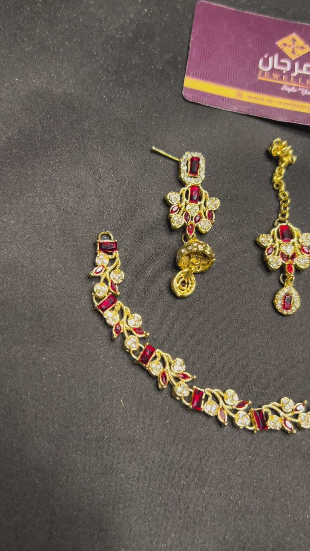 Ruby Red & Gold Necklace Set