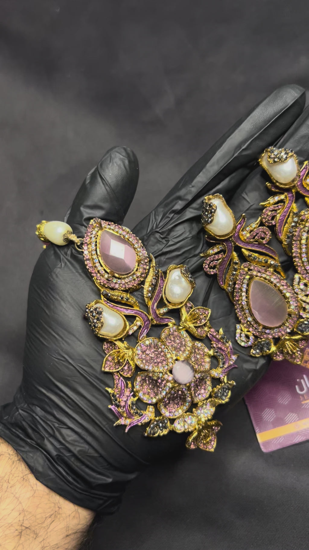 Turkish Purple Pearl Pendant Mala Set