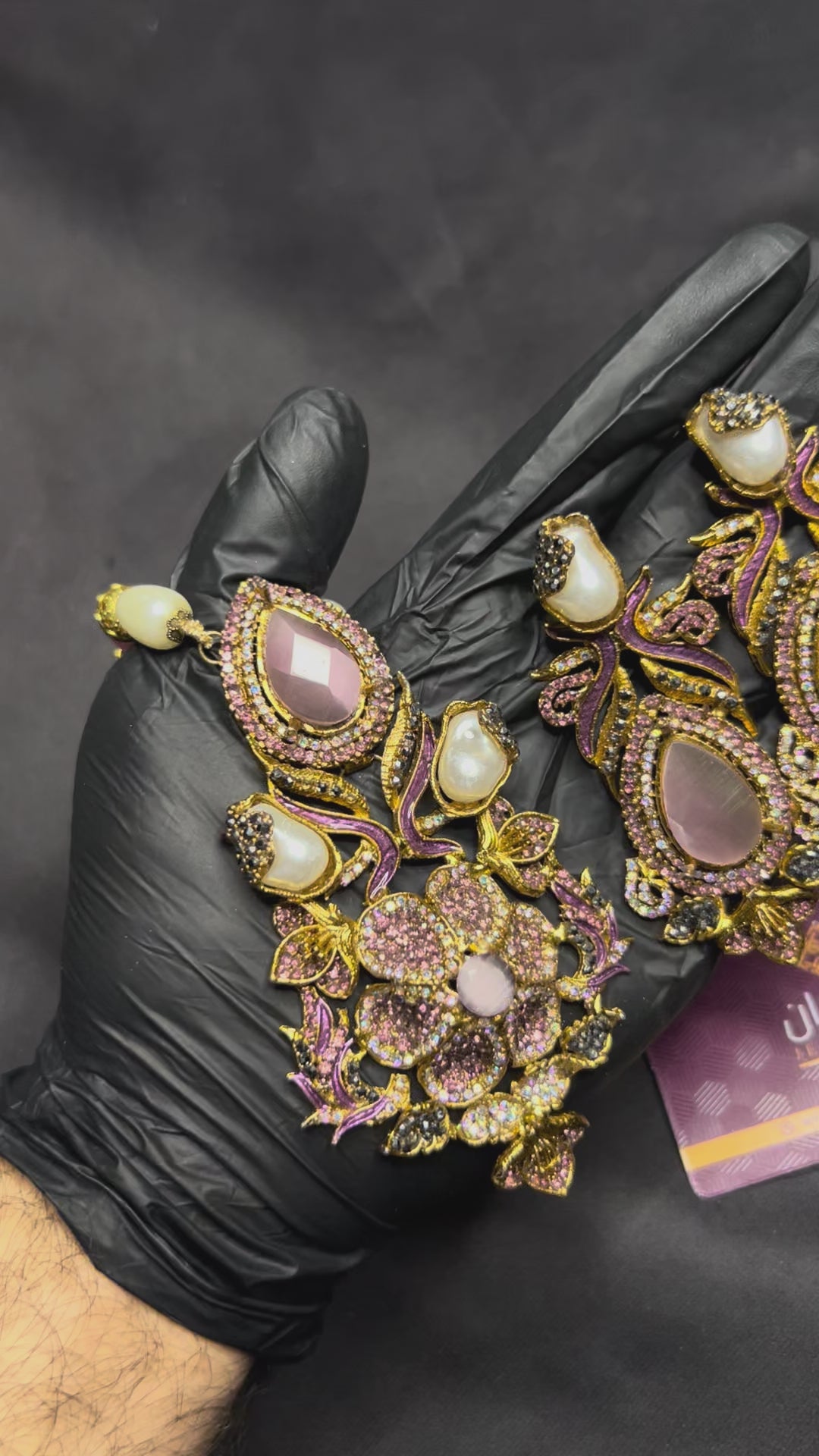 Turkish Purple Pearl Pendant Mala Set