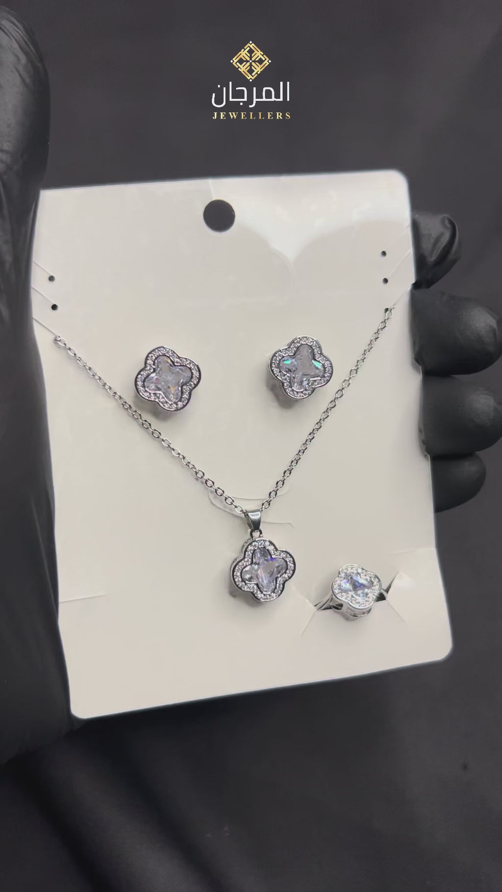 Clover Bloom Zirconia Jewellery Set – 3 Piece