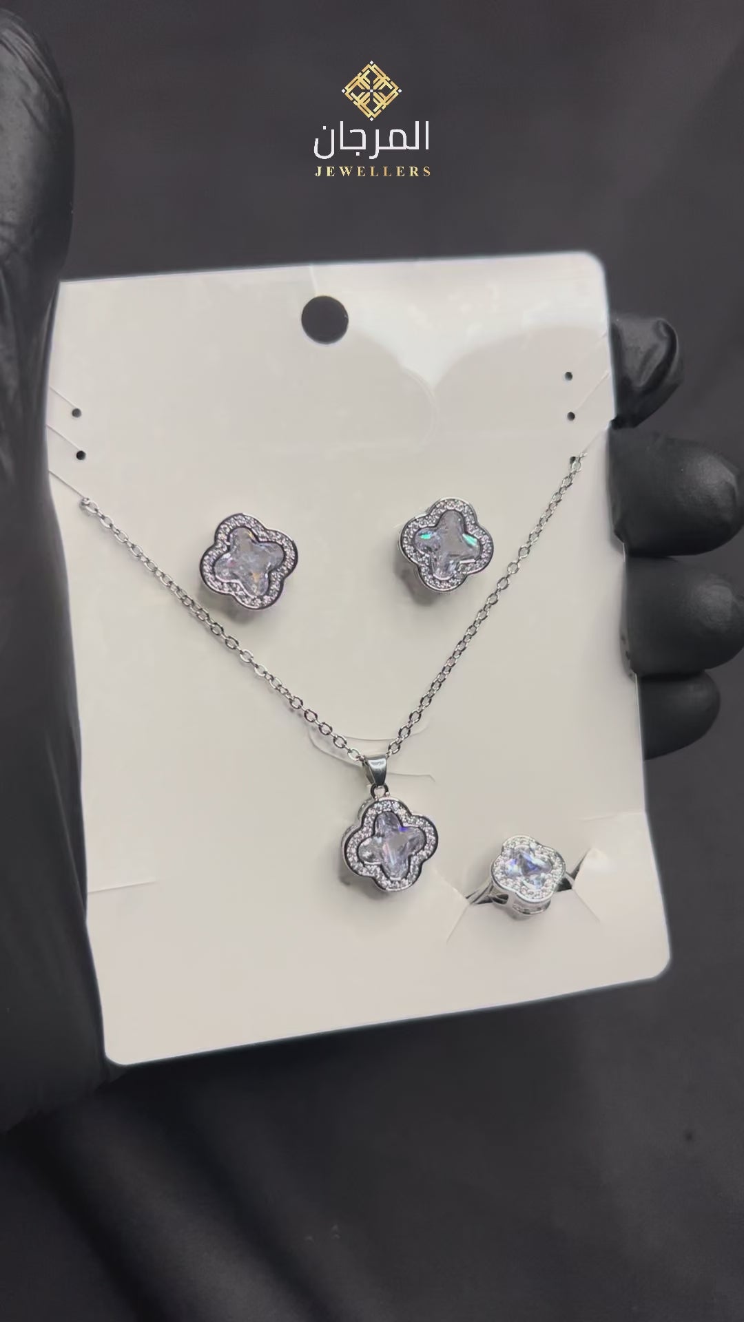 Clover Bloom Zirconia Jewellery Set – 3 Piece