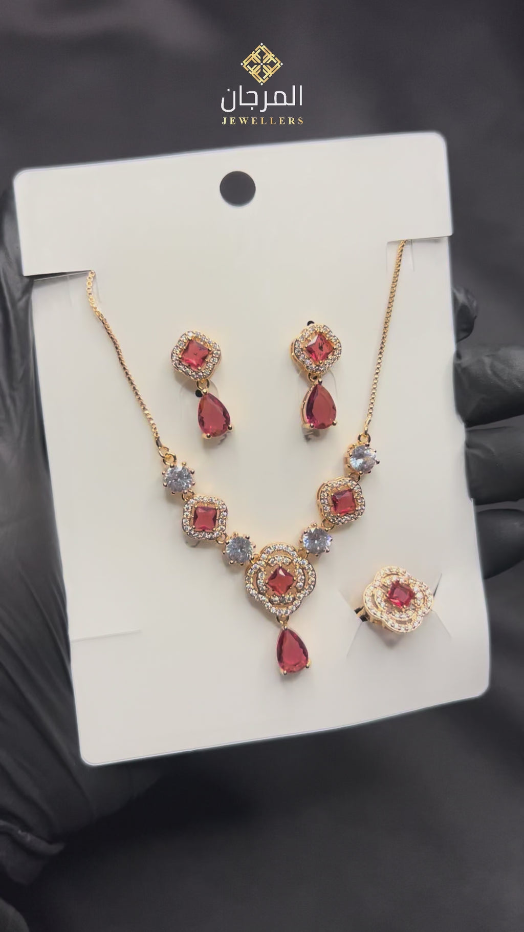 Royal Rose Gemstone Zirconia Jewellery Set – 3 Piece
