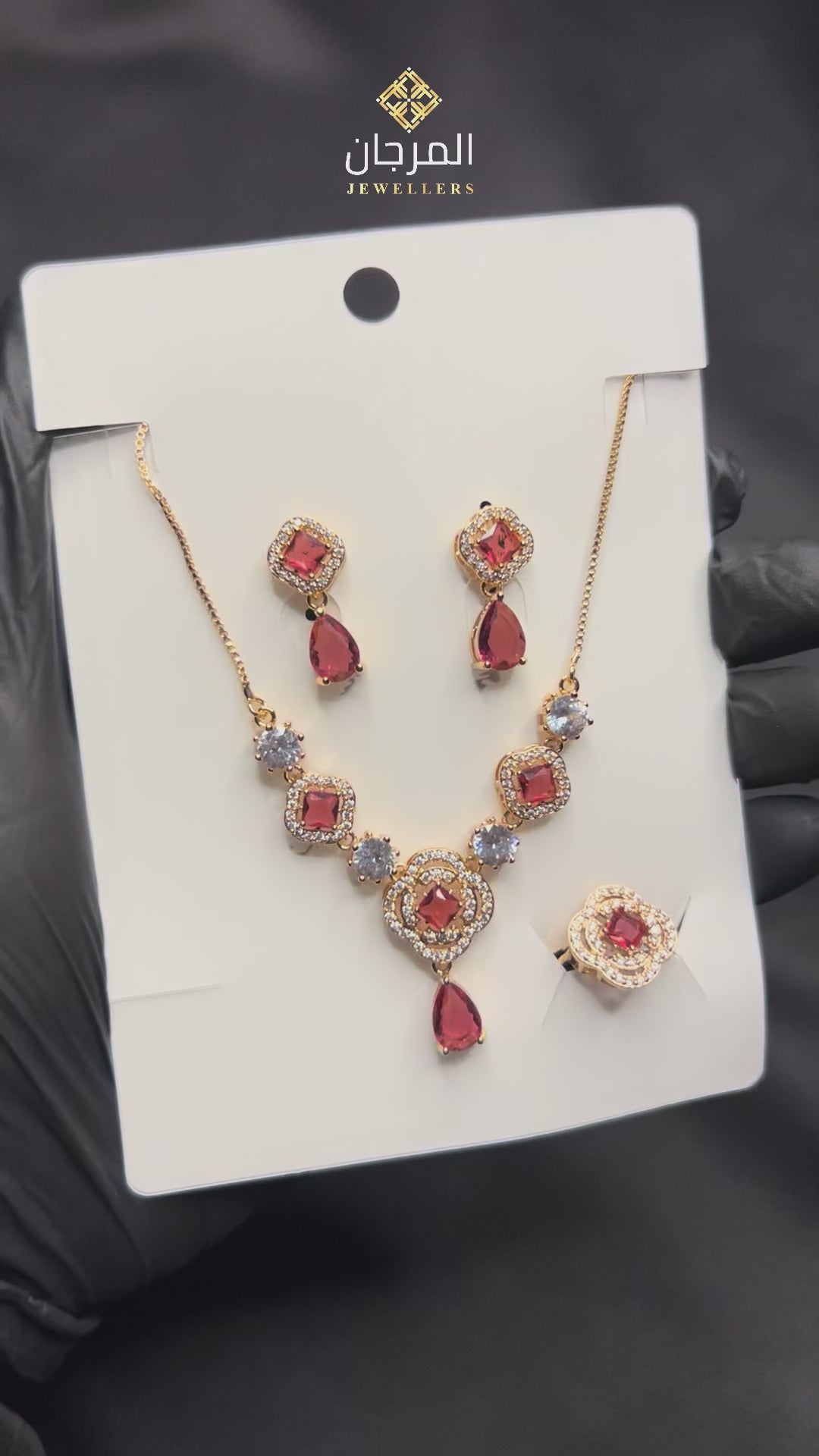 Royal Rose Gemstone Zirconia Jewellery Set – 3 Piece