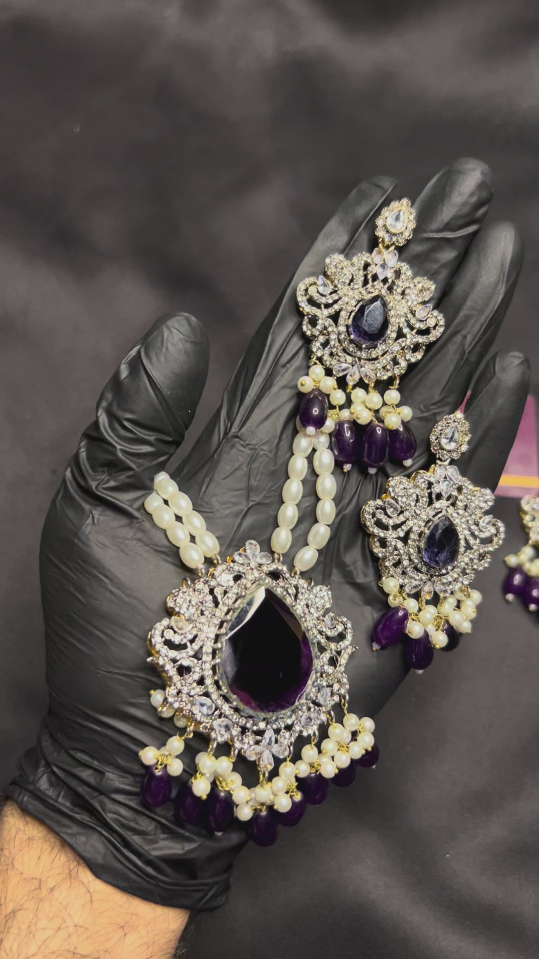 Purple Pearl Pendant Mala Set
