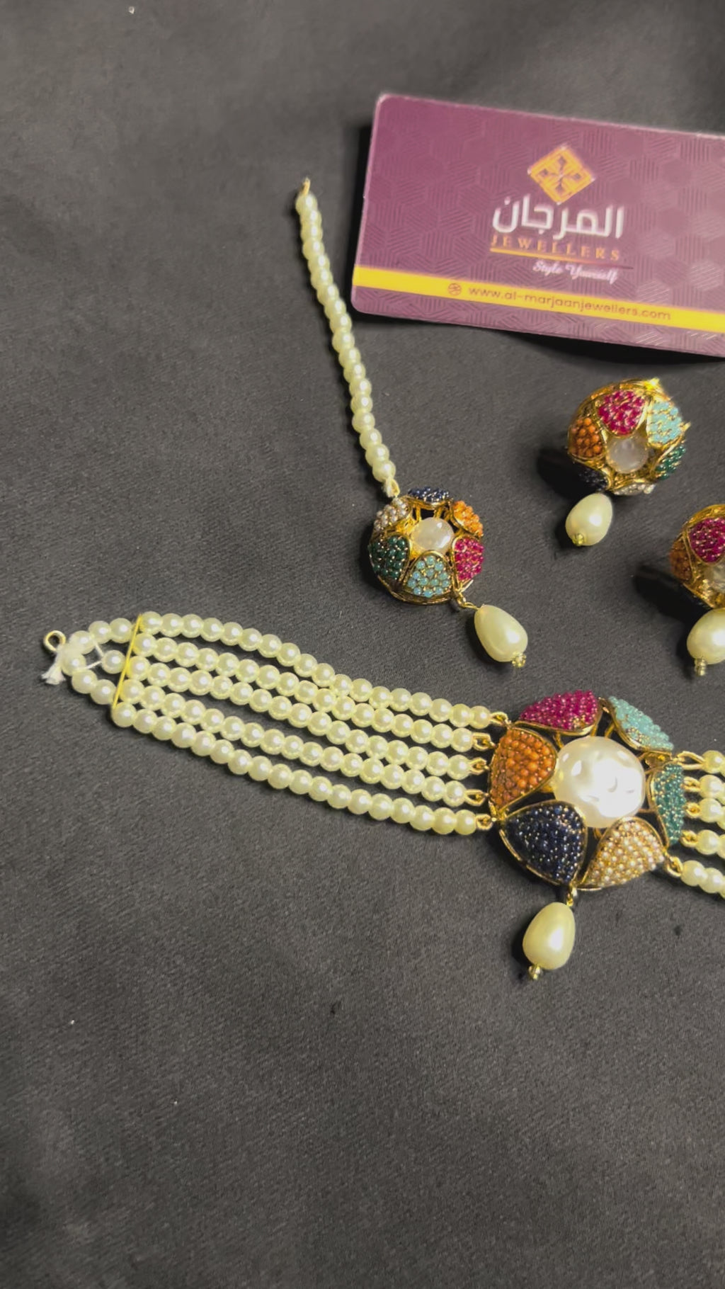 Multicolor Kundan Pearl Necklace Set