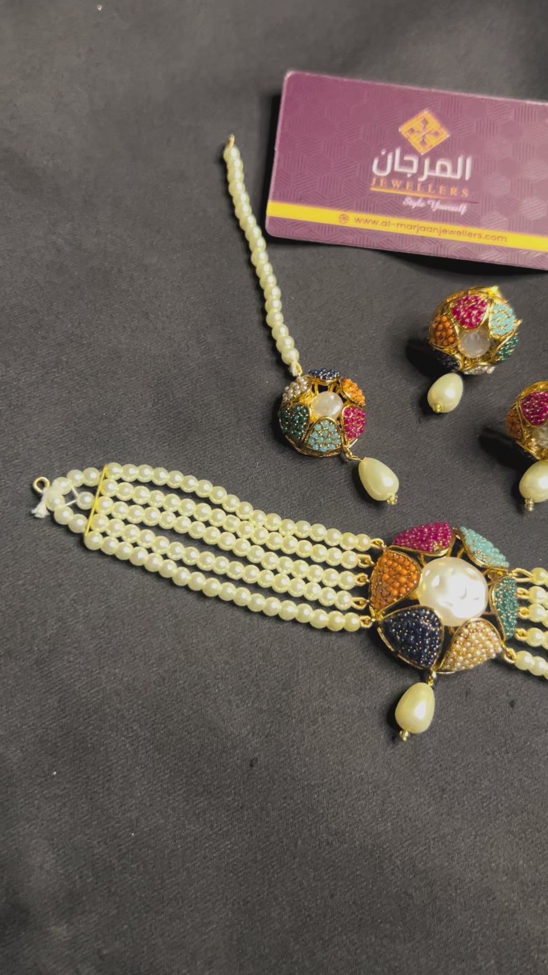 Multicolor Kundan Pearl Necklace Set