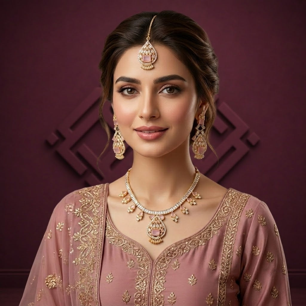 Blush Pink & Gold Necklace Set