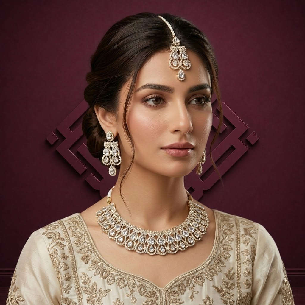Elegant Silver Partywear Necklace Set